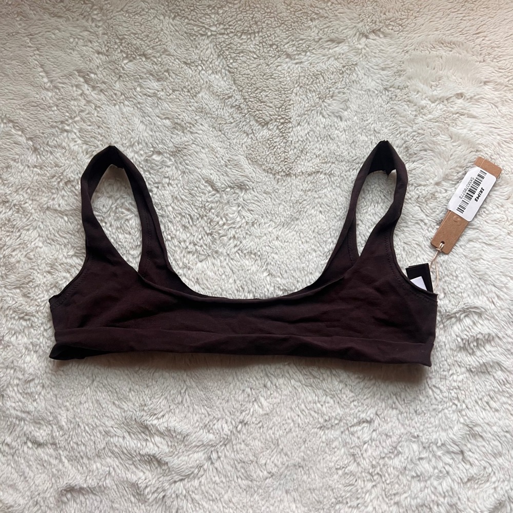 SKIMS Raw Edge Micro Scoop Bralette Phoenix Brown BR-BRL-10675W Womens Size M